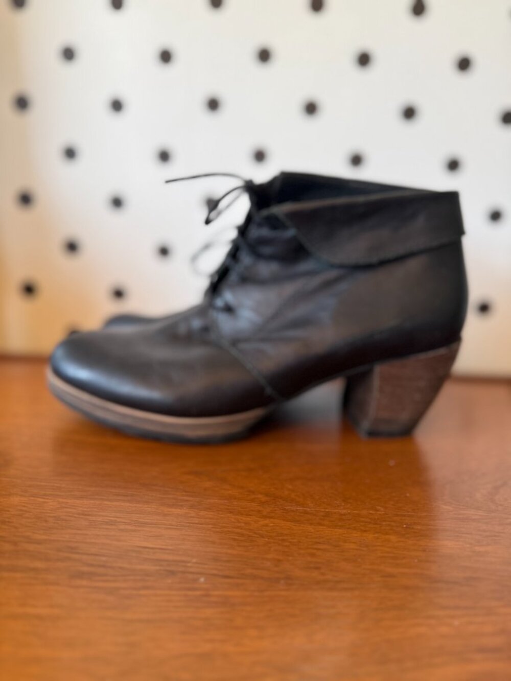 Wolky Black Leather Booties Ankle Boots Comfort Style Women’s Size 40 - Picture 3 of 6
